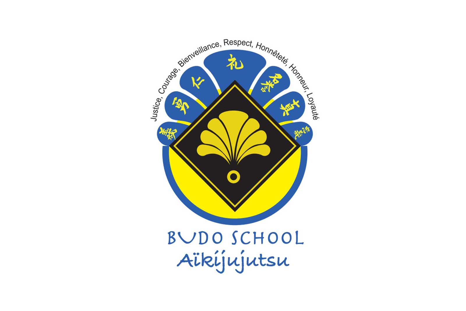 Le logo de la Budo School, l'école pour apprendre l'Aikijutsu Seneffe